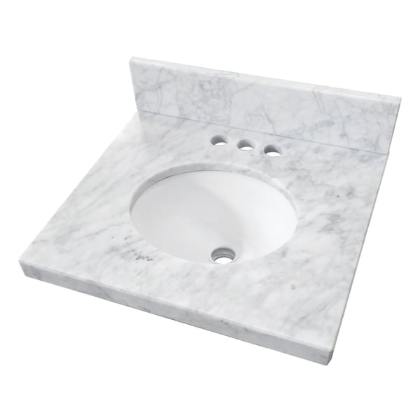 Kingston Brass 19 x 17 Carrara Marble Vanity Top with Oval Sink 4 Faucet Drillings, Carrara White KVPB1917M34 - main